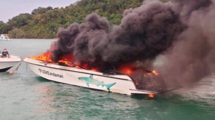 Brand auf Phuket: Touristik-Speedboot komplett ausgebrannt