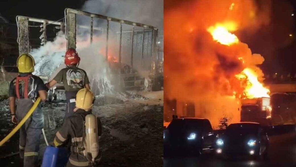 Explosion auf Bangna-Trad: LKW mit Lithium-Akkus völlig zerstört (Video)