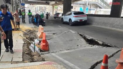 Großes Loch in Bangkok: Straße in Bangkok eingebrochen